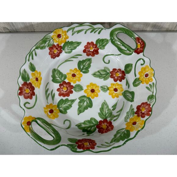 Temptations by Tara Floral Baking Dish Serving Bowl With Handles - Picture 2 of 8